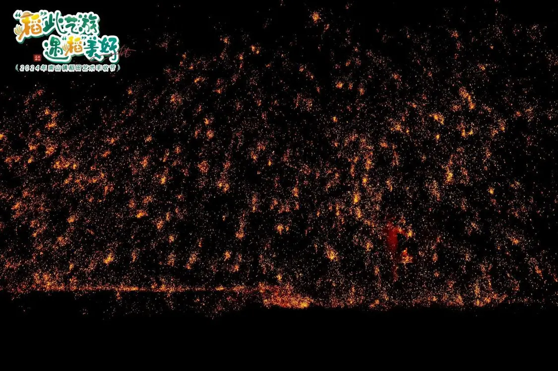 图为：火树银花不夜天，非遗打铁花表演。